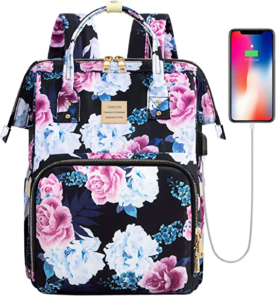 Photo 1 of Laptop Backpack,15.6 Inch Stylish College School Backpack with USB Port,Water Resistant Casual Daypack Laptop Backpack for Women/Girls/Business/Travel (Flower6)
