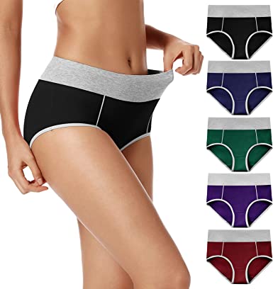 Photo 1 of  Women's High Waisted Cotton Underwear Soft Breathable Panties Stretch Briefs