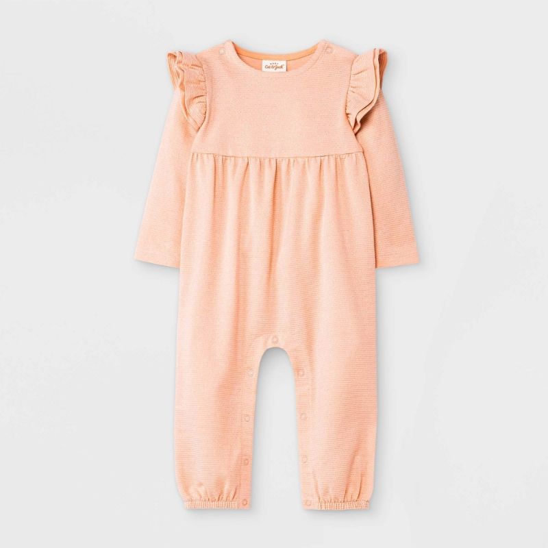 Photo 1 of Baby Girls' Jacquard Knit Romper - Cat & Jack™ Peach Orange Size-12m