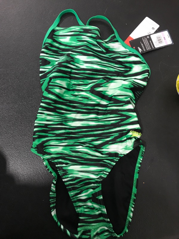 Photo 2 of Speedo Women's Standard Swimsuit One Piece ProLT Cross Back Printed Adult Team Colors, Wave Green, 32