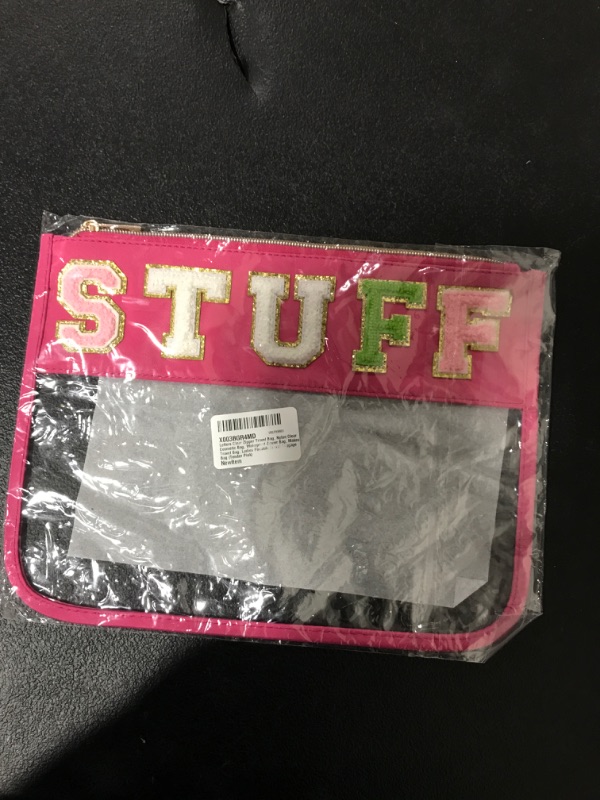 Photo 1 of  Letter Clear Zipper Pouch for Travel,Nylon Clear Cosmetic Bag,Makeup Travel Bag for Women Girls (Pink)