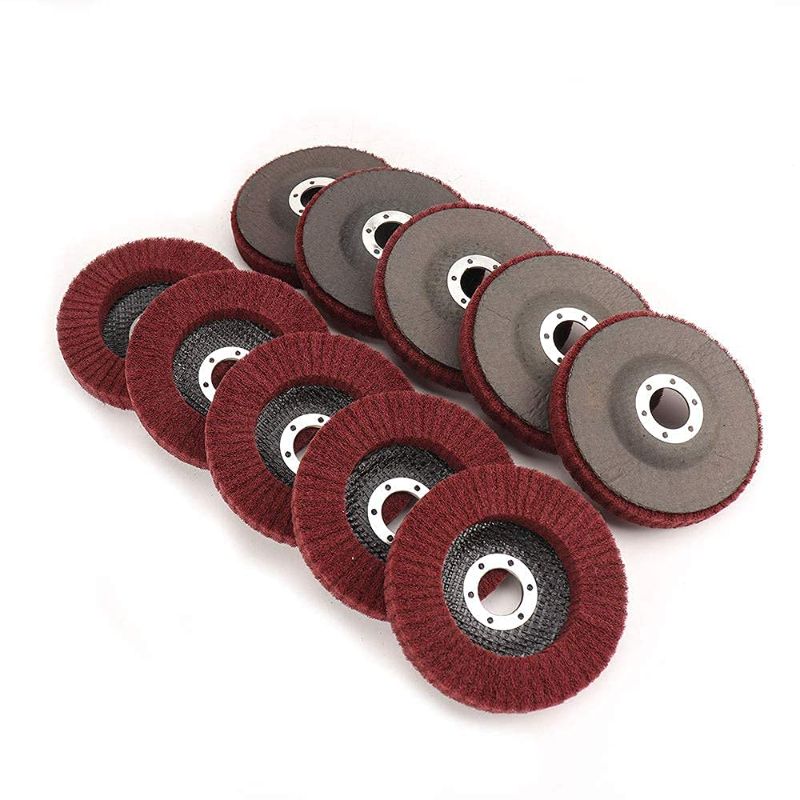 Photo 1 of 10Pcs 4.5" x 7/8" Nylon Fiber Flap Disc Polishing Grinding Wheel, Scouring Pad Buffing Wheel, Abrasive Grinding Discs for Angle Grinder, Metal Surface Finishing 320 Grit