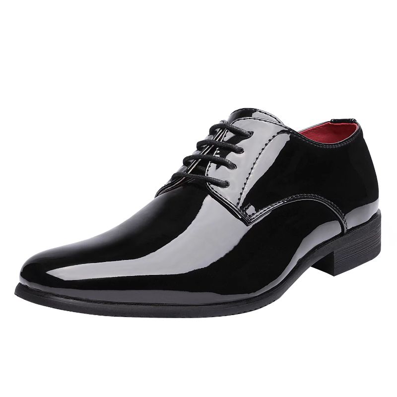 Photo 1 of Bruno Marc Men's Faux Patent Leather Dress Shoes Classic Lace-up Formal Oxford BLACK CEREMONY-06 size 10.5