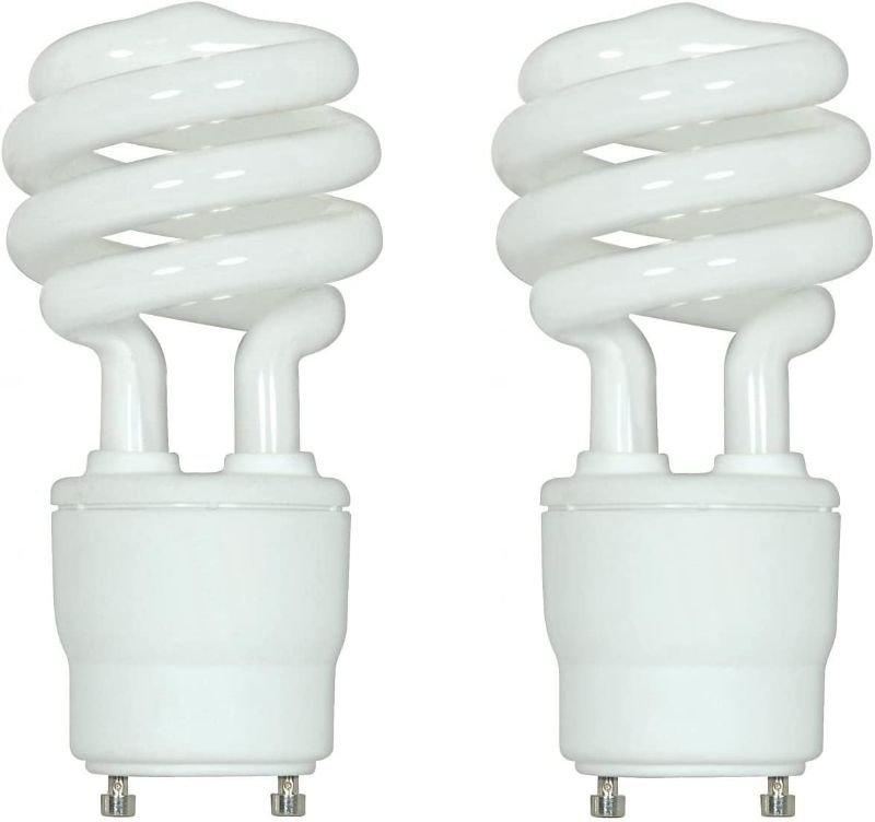 Photo 1 of (2-Pack) Satco S8207 26-Watt 2700K GU24 Base Mini Spiral Compact Fluorescent Lamp, 120W Equal2
