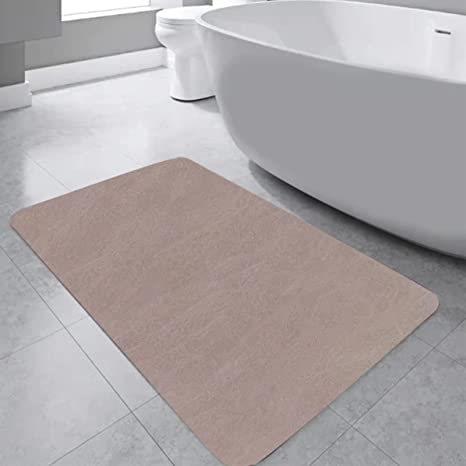 Photo 1 of Bath Mat Rug-Rubber Non Slip Quick Dry Super Absorbent Thin Bathroom Rugs Fit Under Door-Washable Bathroom Floor Mats-Shower Rug for in Front of Bathtub,Shower Room,Sink (17x27.5, Gray)