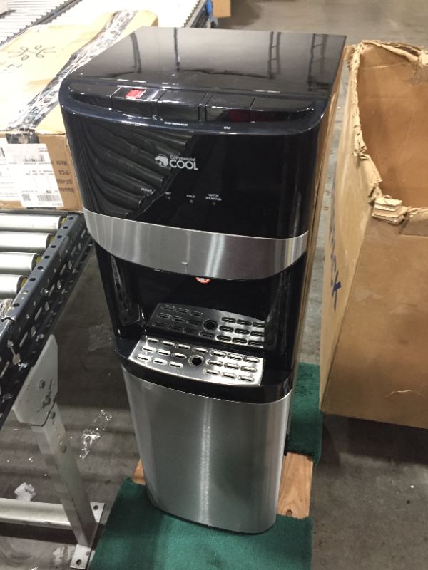 Photo 1 of Bottom Loading Water Cooler Dispenser, 3 or 5 Gallon Bottle, Black with Stainless Steel Door & Trim
