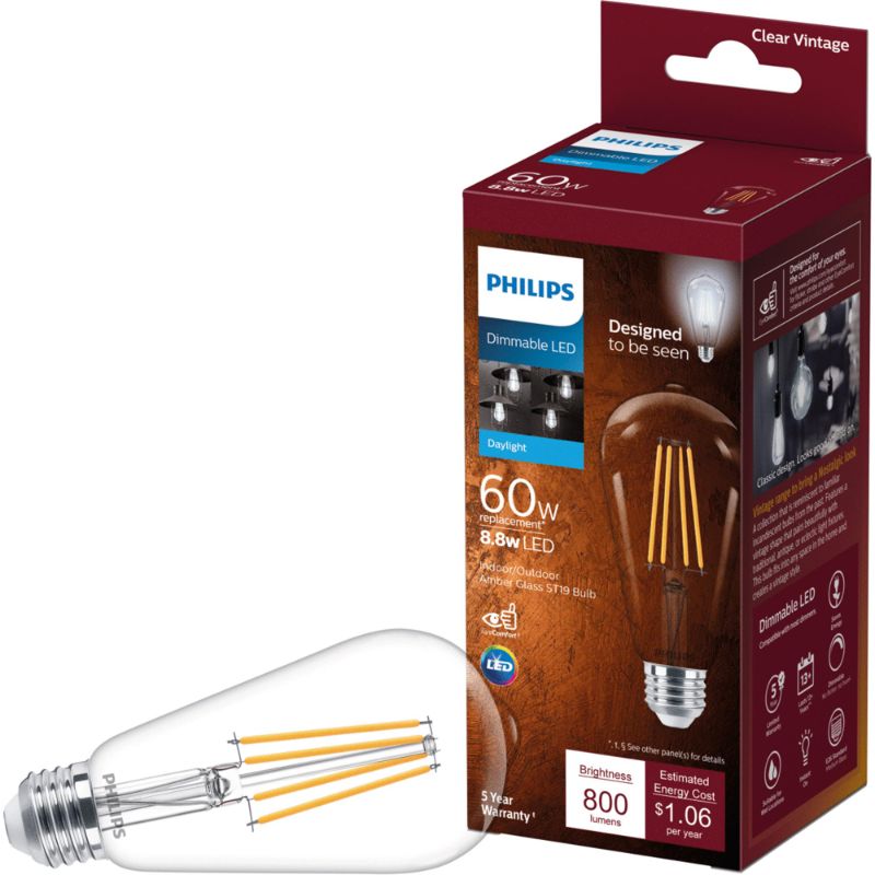 Photo 1 of 60-Watt Equivalent ST19 Dimmable Indoor/Outdoor Vintage Glass Edison LED Light Bulb Daylight (5000K) SET OF 6