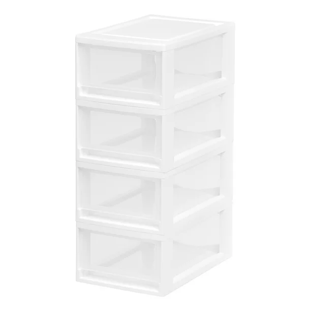 Photo 1 of IRIS USA, Small Desktop Stacking Drawer Unit, 4 Pack, White
