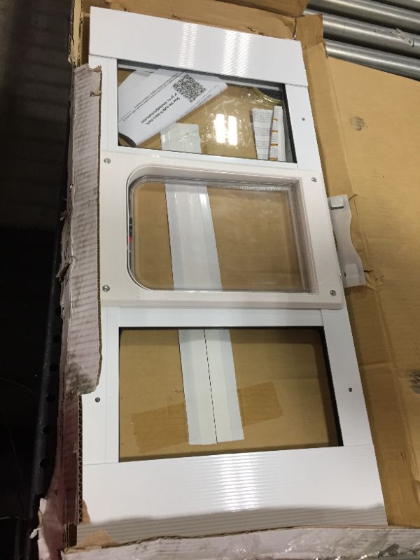 Photo 2 of 7.5 in. x 10.5 in. Large White Chubby Kat Pet Door Insert for 33 in. to 38 in. Wide Aluminum Sash Window
