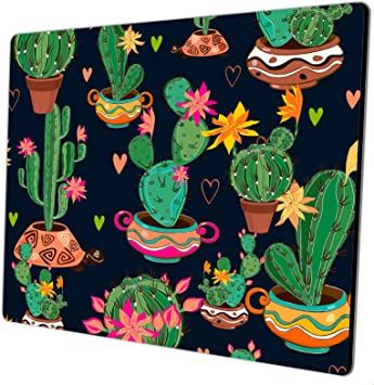 Photo 1 of Ganereasa Mouse Pad 9.5 X 7.9 X 0.12 Inch, Cute Cactus with Black Design Square Mousepad, Customized Gaming Mousepads for Laptop and Computer, Non-Slip Rubber Base Design Desk Accessories
