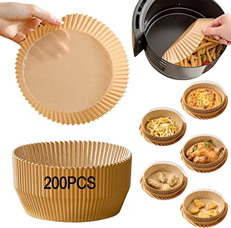 Photo 1 of 200PCS Air Fryer Disposable Paper Liners, 6.3" Round Air Fryer Liners, Baking Paper for Air Fryer, Oil-proof, Waterproof, Kitchen Parchment Paper for Microwave Oven/Steamer/Pan
