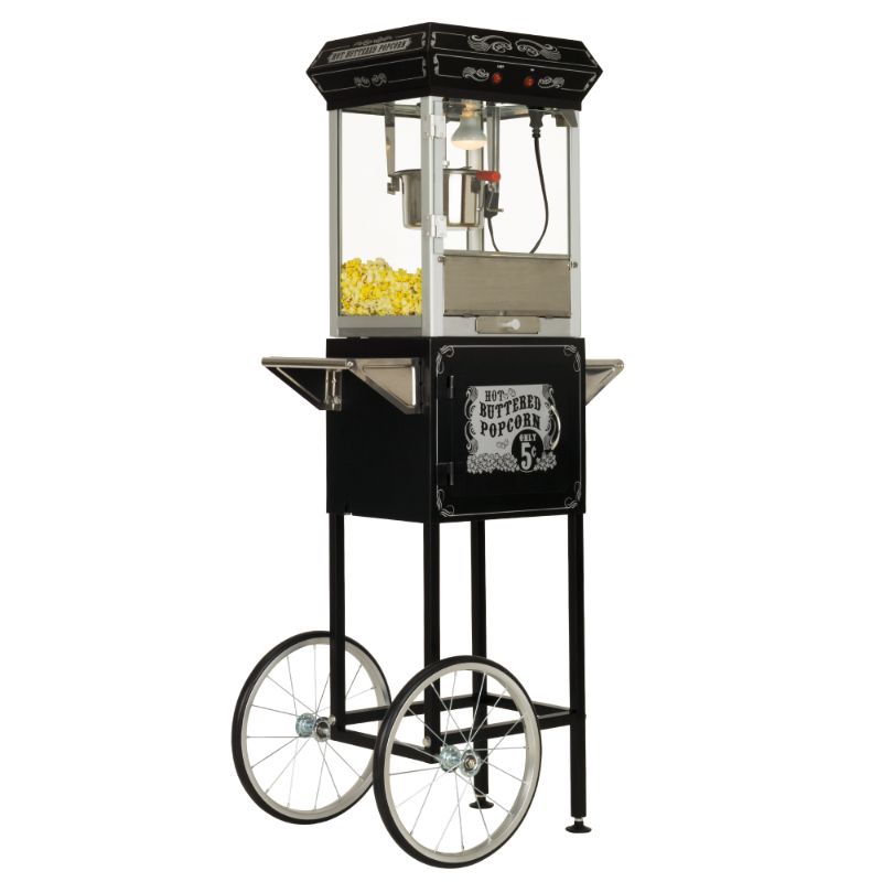 Photo 1 of "FunTime FT454CB 4oz Black Popcorn Popper Machine Maker Cart Vintage Style"
