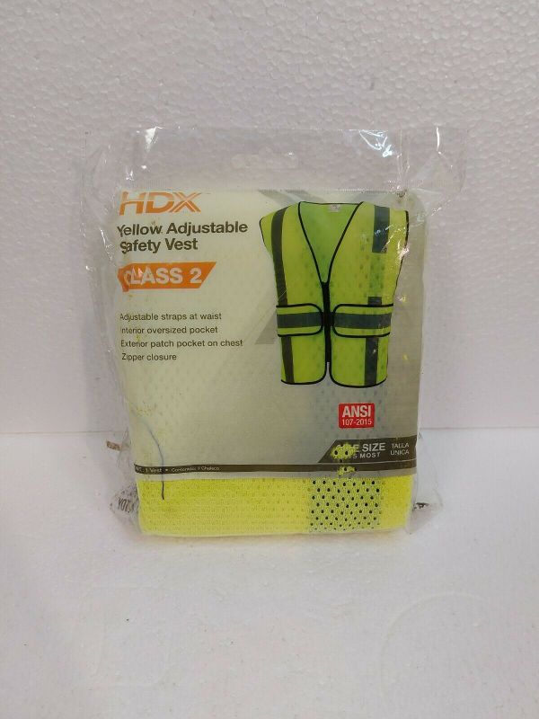 Photo 1 of HDX Class 2 High-visibility Reflective Yellow Safety Vest 662909124517
