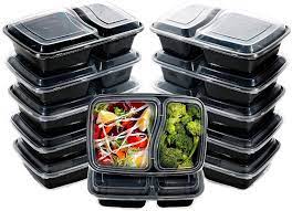 Photo 1 of 55 pack Meal Prep Containers with Lids 28 oz Black Rectangular Lunch Containers 2 Compartment Food Storage Bento Box Microwaveable Freezer Dishwasher ...
