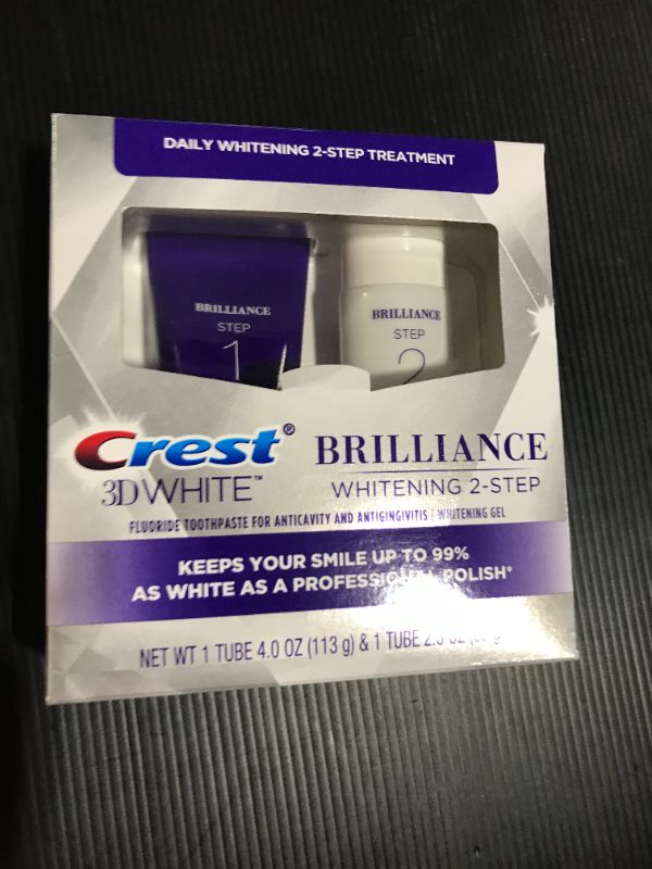 Photo 2 of Crest 3D White Brilliance 2 Step Kit, Deep Clean Toothpaste (4oz) + Teeth Whitening Gel (2.3oz)--- exp july 2023
