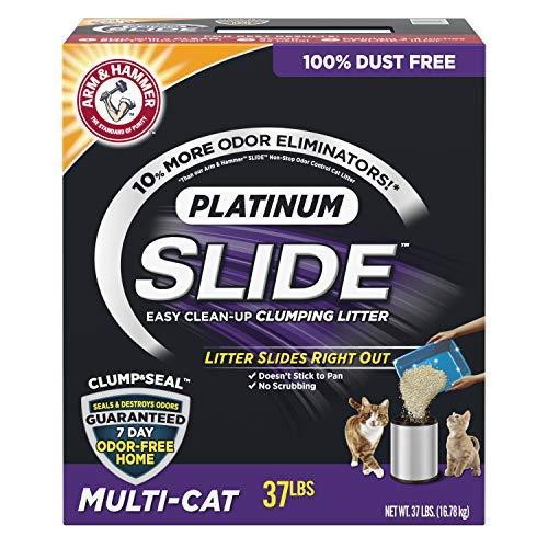 Photo 1 of Arm Hammer Platinum Slide Easy Clean-Up Clumping Litter, Multi-Cat, 37 Lbs
