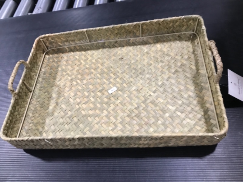 Photo 2 of 11" x 16" Natural Woven Grass Tray - Hearth & Hand™ with Magnolia

