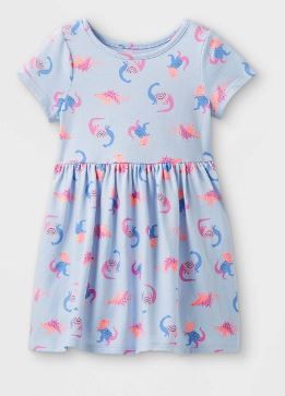 Photo 1 of Toddler Girls' Printed Knit Short Sleeve Dress - Cat & Jack 
COLOR: Light Blue 
SIZE: 3T