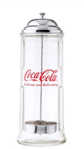 Photo 1 of Coca Cola Straw Dispenser Glass Holder Jar Vintage Coke Bottle Drinking
