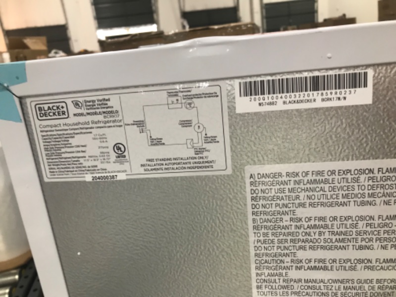 Photo 1 of Black+decker Bcrk17w 1.7 Cu. Ft. Energy Star Refrigerator With Freezer, White|
~~FACTORY SEALED~~
@@@BRAND NEW@@@