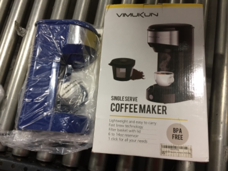 Photo 1 of Single Serve Coffee Maker Coffee Brewer Compatible with K-Cup Single Cup Capsule with 6 to 14oz Reservoir, Mini Size (Blue)
