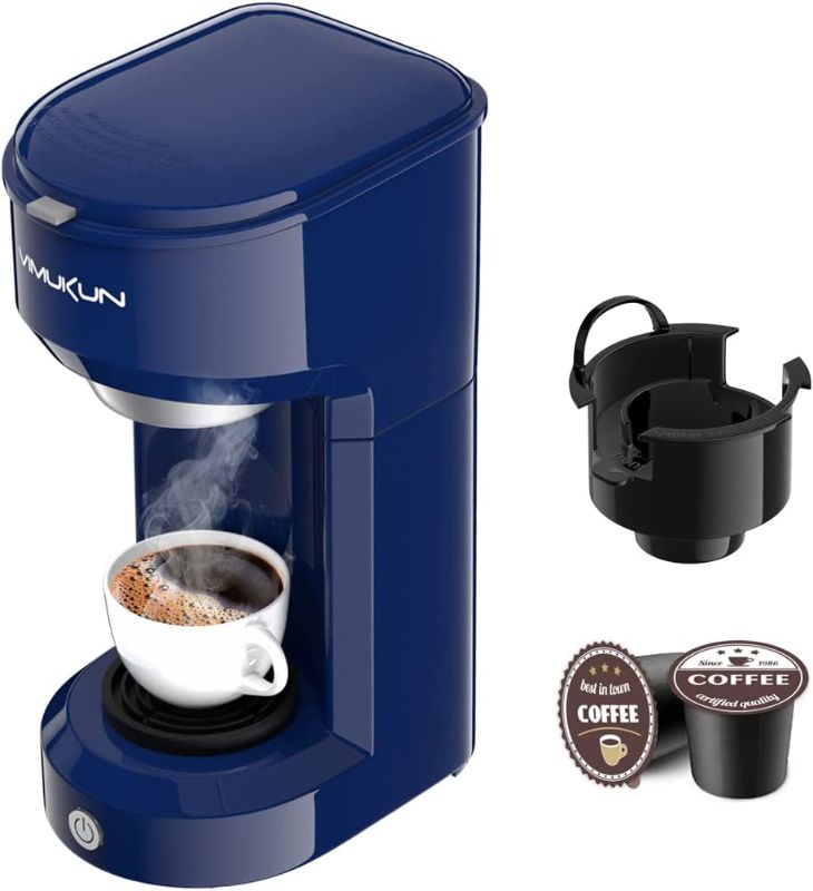 Photo 1 of Single Serve Coffee Maker Coffee Brewer Compatible with K-Cup Single Cup Capsule with 6 to 14oz Reservoir, Mini Size (Blue)
