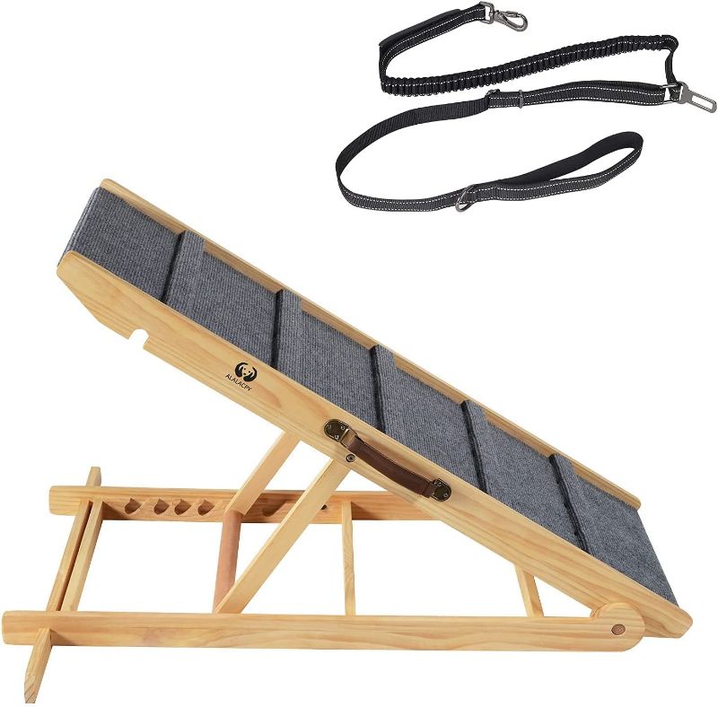 Photo 1 of 2 Bundled Goods Suitable for Medium and Large Dogs, Wooden high-Traction pet ramps and Heavy-Duty Dog leashes for Large and Medium Dogs