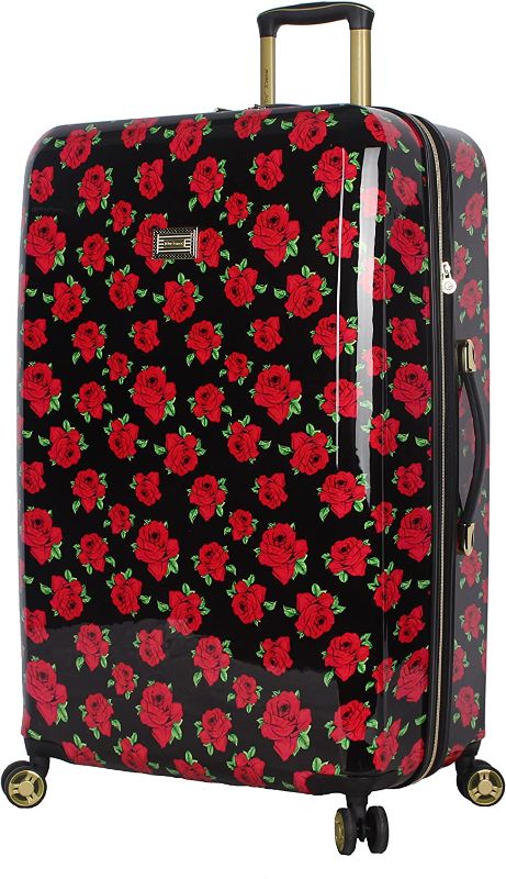 Photo 1 of Betsey Johnson Designer 20 Inch Carry On - Expandable (ABS + PC) Hardside Luggage - Lightweight Durable Suitcase With 8-Rolling Spinner Wheels for Women (Covered Roses)