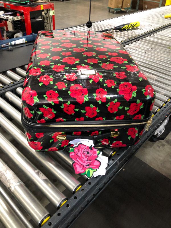 Photo 2 of Betsey Johnson Designer 20 Inch Carry On - Expandable (ABS + PC) Hardside Luggage - Lightweight Durable Suitcase With 8-Rolling Spinner Wheels for Women (Covered Roses)