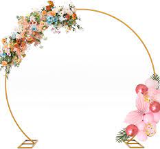 Photo 1 of 8FT Large Wedding Balloon Arch Stand Round Backdrop Stand Gold Circle Floral Flower Arch Frame for Anniversary Birthday Party Valentine Celebration Ceremony Thickend Square Tubes
