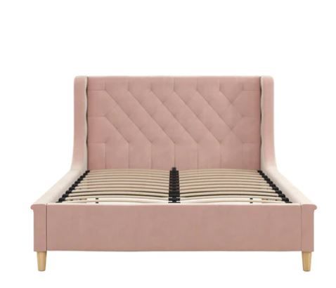 Photo 1 of  Ambrosia Upholstered Bed with Diamond Tufted Headboard BOX 2 OF 2
