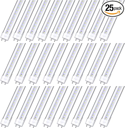 Photo 1 of HMINLED 25-Pack Clear 48’’ Double-ended Power Tubes, 4ft LED T8 Ballast Bypass Bulbs, 22W (65W Fluorescent Replacement) 6000K 6500K Tubelight, 2400LM High Bright Lights, T10 T12 Type B Cool White Lamp
