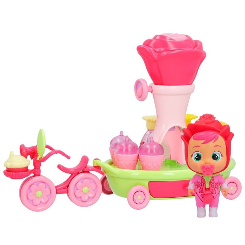 Photo 1 of Cry Babies Magic Tears Happy Flowers Rose S Bike Cart Playset - Includes Over 17 Acccessories! Ages 3+ Years (2 PACK)