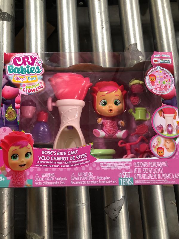 Photo 1 of Cry Babies Magic Tears Happy Flowers Rose S Bike Cart Playset - Includes Over 17 Acccessories! Ages 3+ Years (2 PACK)