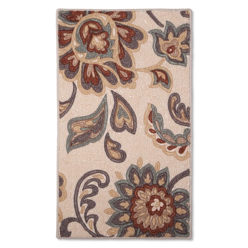 Photo 1 of 1'8"x2'10" Paisley Floral Accent Rug Tan - Maples
