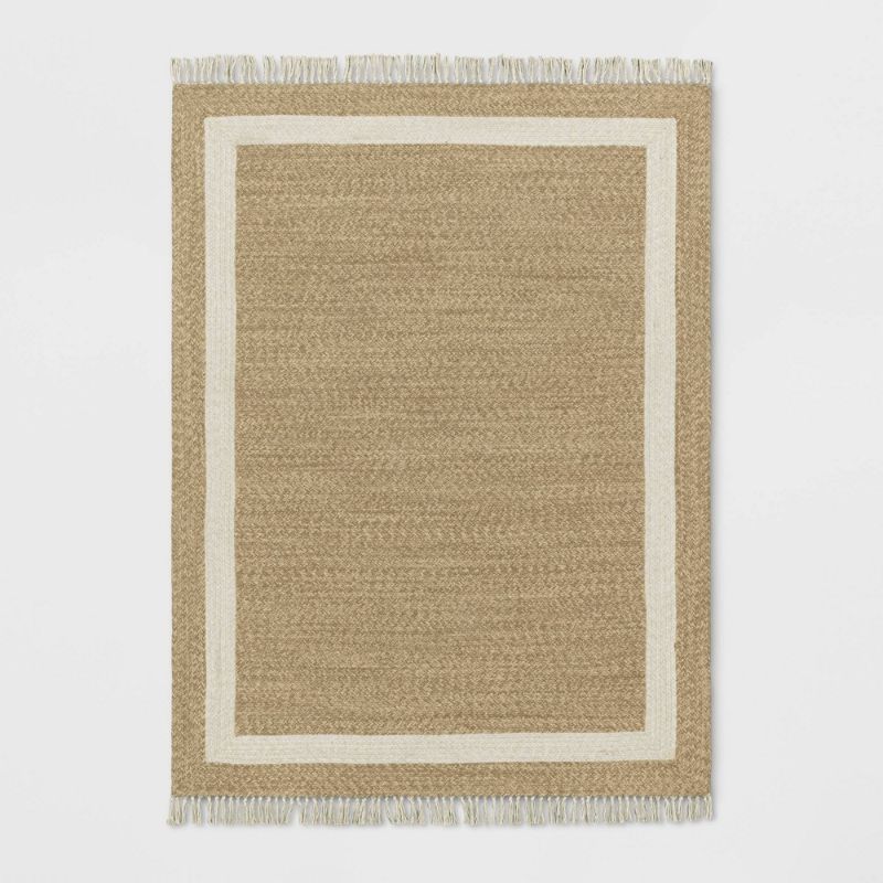 Photo 1 of 5' X 7'' Braided Outdoor Rug with Fringe Neutral/Ivory - Threshold™ Designed with Studio McGee
