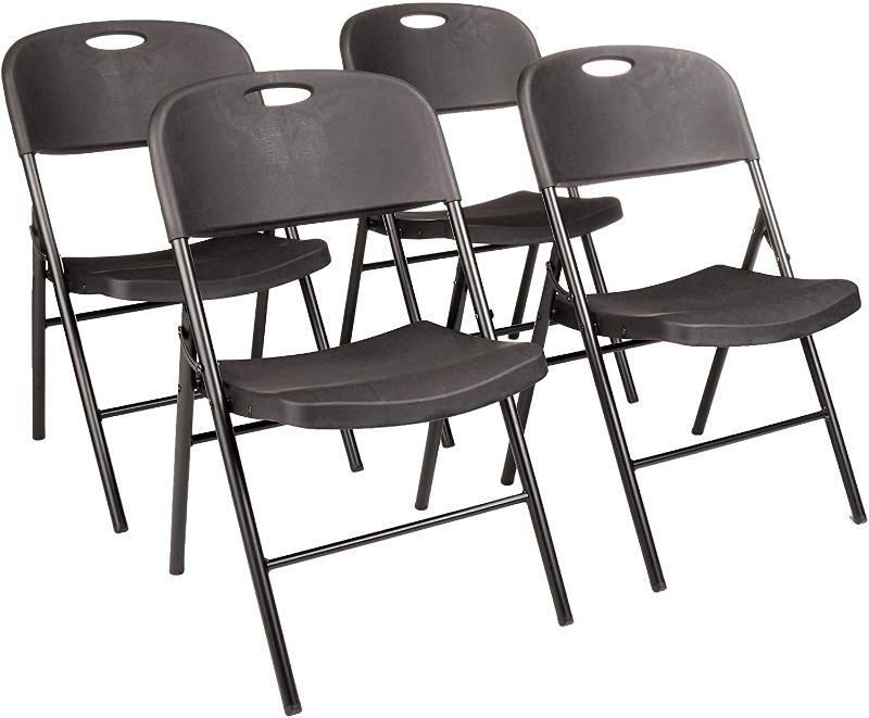 Photo 1 of Amazon Basics Folding Plastic Chair, 350-Pound Capacity, Black, 2-Pack
