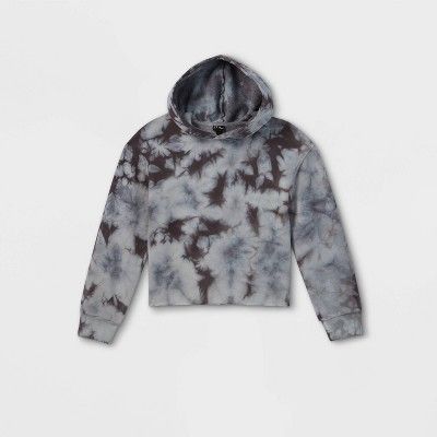 Photo 1 of Kids' Fleece Raw Edge Boxy Hoodie - art class, SIZE S, CHARCOAL GREY