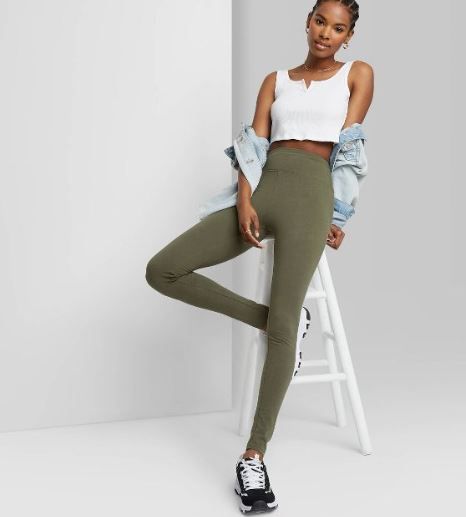 Photo 1 of Women's High-Waisted Classic Leggings - Wild Fable™, SIZE XS, DEEP OLIVE
