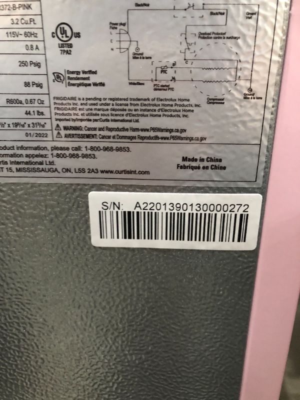 Photo 6 of Frigidaire 3.2 Cu Ft Single Door Retro Mini Fridge, Pink