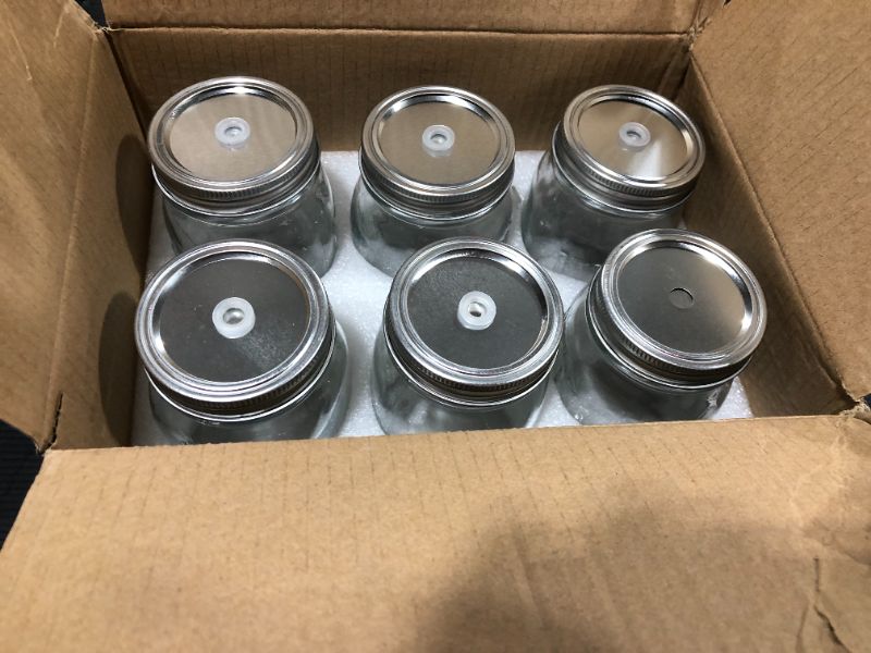 Photo 2 of 6 Glass Mason Jars with Lids: Jar Set for Food Storage, Pickling and Canning - Six Pack 16 Oz Jars
