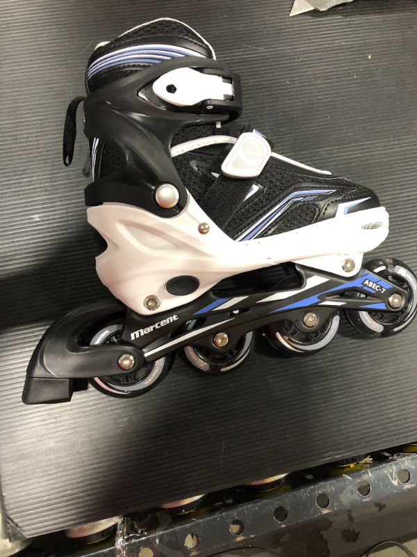 Photo 1 of Marcent Adjustable Inline Skates for Kids Boys Girls, Roller Blades for Women Beginners Inline Roller Skates with Light-up Wheels for Indoor Outdoor, Ideal Gifts for Kids - White--- size medium
