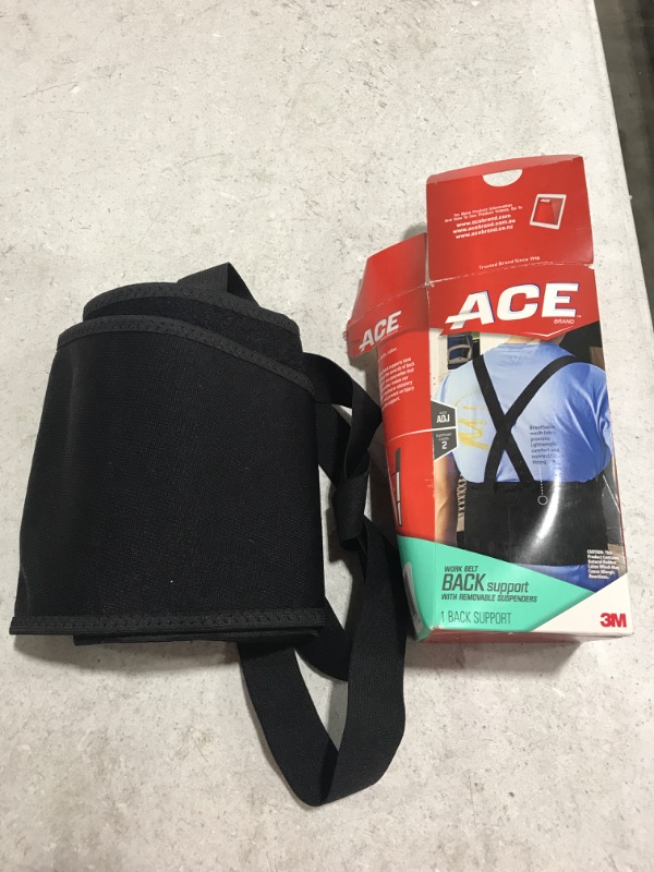 Photo 3 of ACE One Size Adjustable Black Work Belt Support. OPEN PACKAGE. PRIOR USE.
