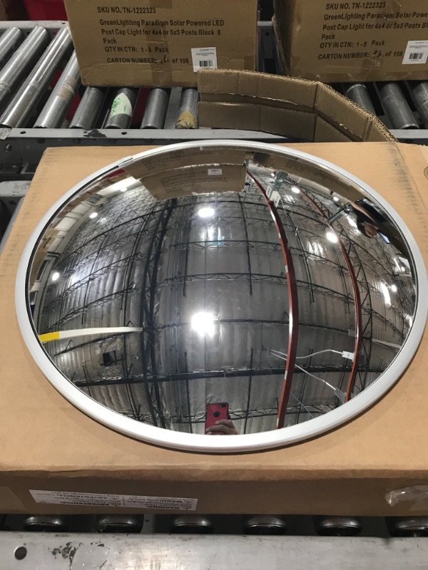 Photo 2 of 18 in. Industrial Acrylic Convex Mirror. SCRATCHED. MISSING HARDWARE.
