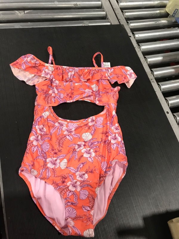 Photo 2 of Girls' Floral Print Off Should One Piece Swimsuit- art class™ SIZE (XL) (14/16)PLUS
