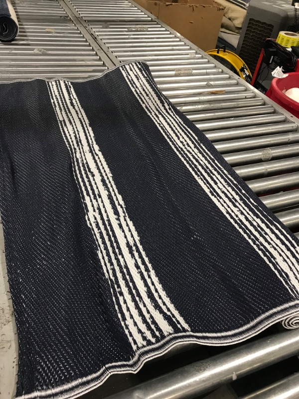 Photo 1 of 4' X 6' Outdoor Rug Dark Navy Stripe - Room Essentials™
