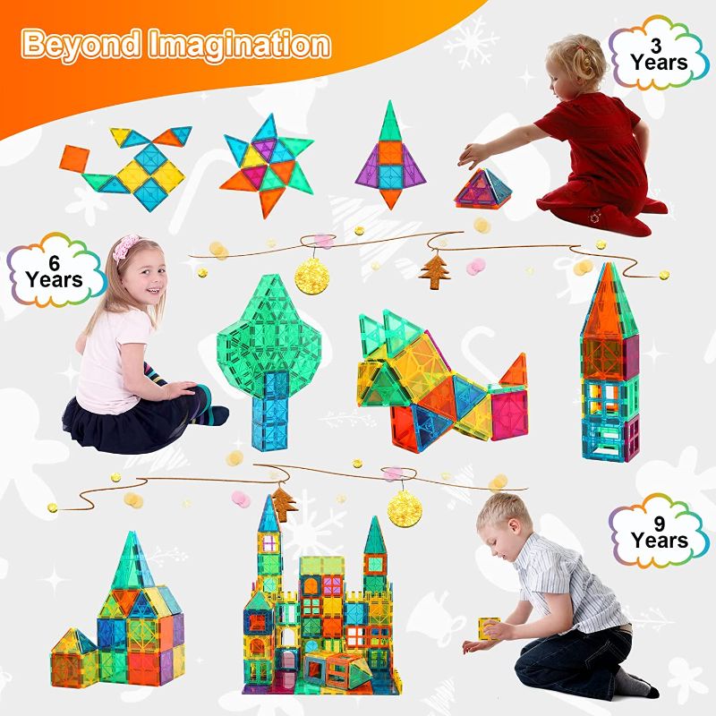 Photo 1 of BMAG 130PCS Magnetic Tiles Building Blocks, 3D Magnet Blocks Construction Playboards for Kids Toddlers, Educational STEM Preschool Toys for Boys Girls with 2 Cars
