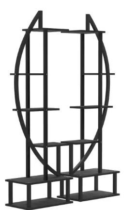 Photo 1 of 66.1 in. Tiered Black Curve Indoor/Outdoor Wood Plant Stand Display Stand (6-Tiers)
