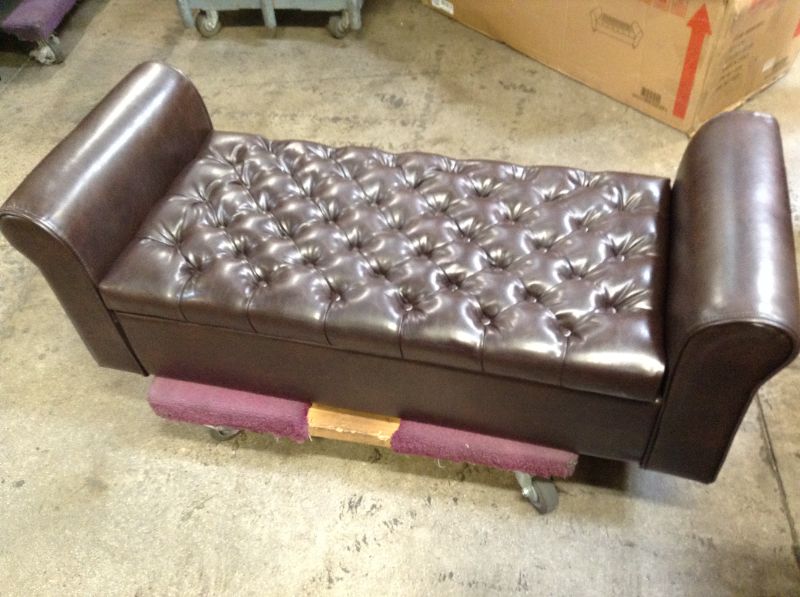 Photo 8 of Christopher Knight Home Keiko Contemporary Rolled Arm Storage Ottoman Bench, Brown and Dark, 19.75”D x 50.00”W x 20.5”H
