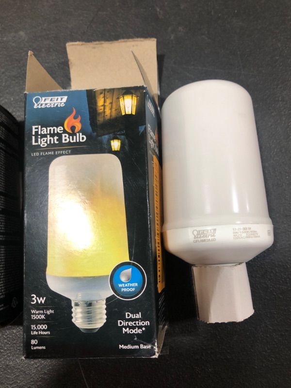 Photo 2 of 3-Watt T60 Flame Flicker Effect LED Light Bulb Soft White
